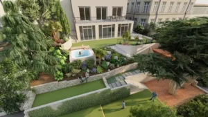 Conception 3D d'un projet de jardin en pente