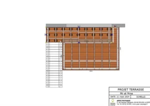 Plan technique 2D d'une terrasse bois